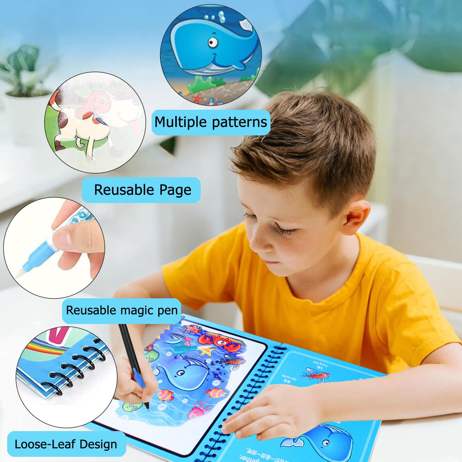6 Libri Magici Ad Acqua Per Bambini - Disegno Riutilizzabile, Giochi Educativi Senza Sporcizia - Foto 10