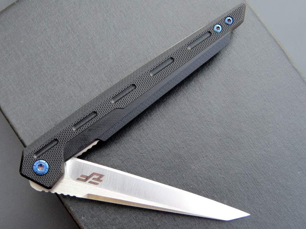 Eafengrow EF948 Folding Knife D2 Steel Blade + G10 Handle camping Knife Outdoor EDC Tool Knives (Black)