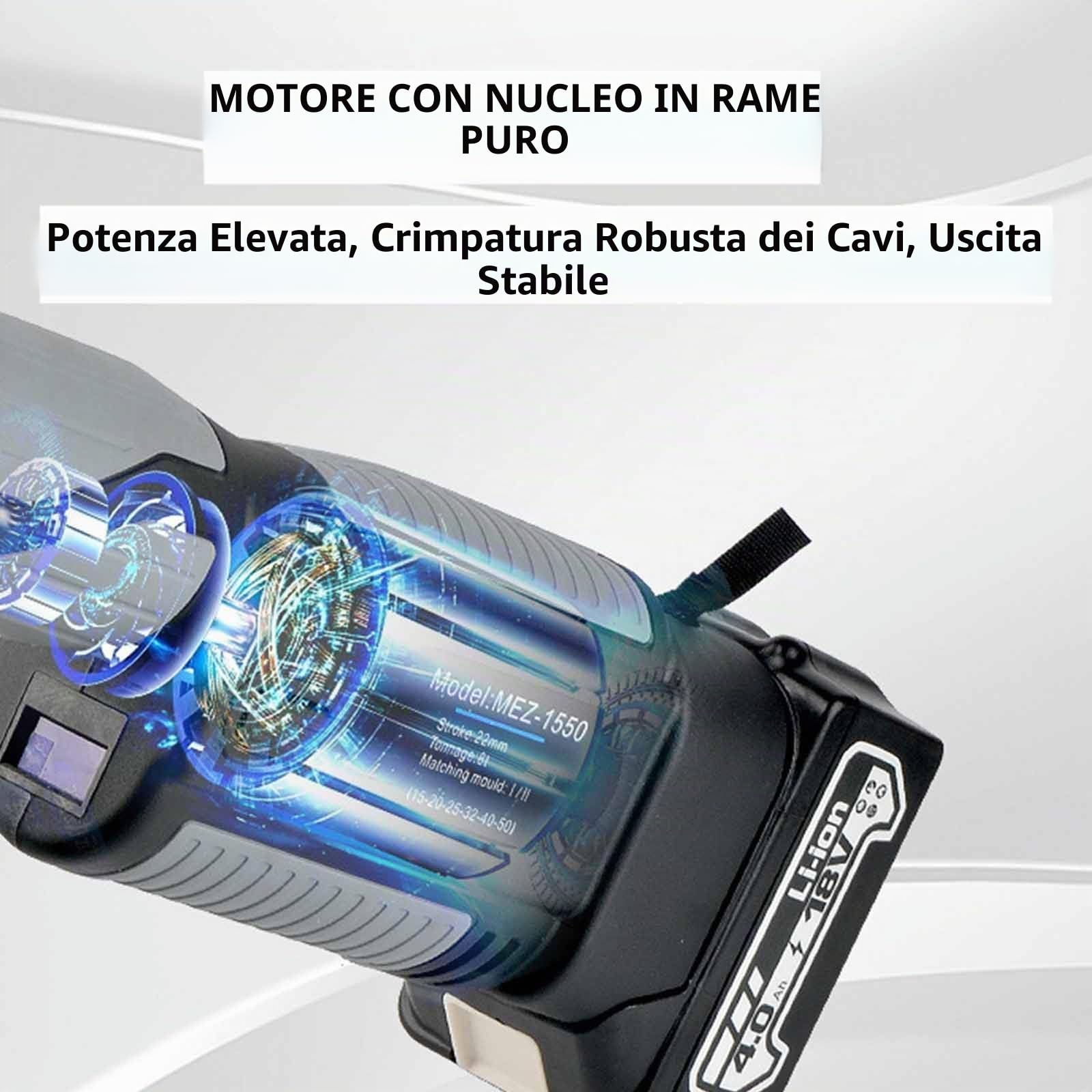 PixCy - Pinza Crimpatrice Idraulica Elettrica 10mm² a 300mm² per Terminali di Cavo - Utensile per Terminali Alimentato a Batteria