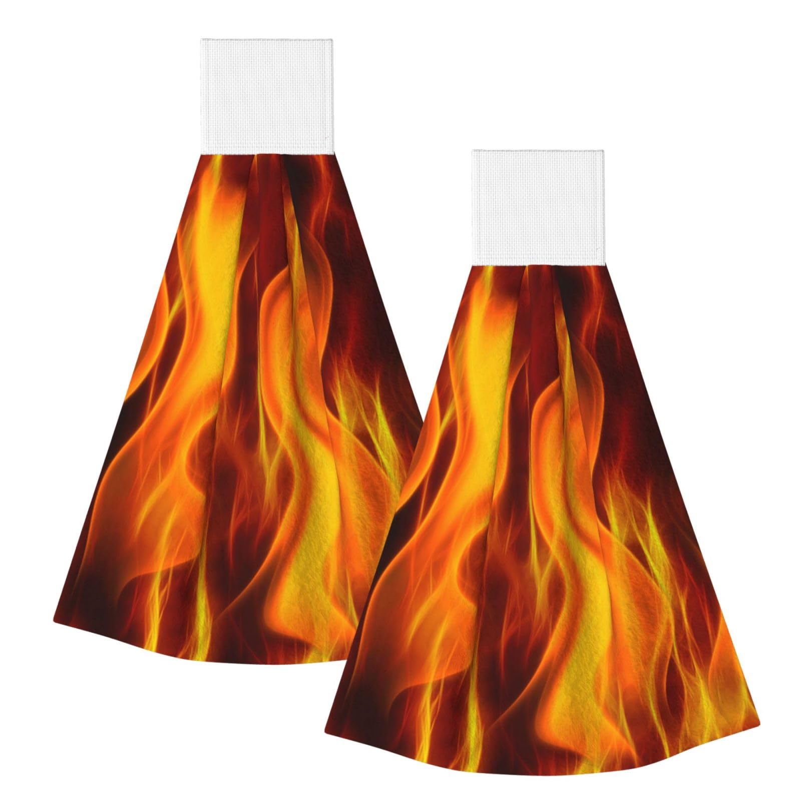 DOPKLNA Fire, 2 Pcs Hanging Coral Fiber Hand Towels for Bathroom, Absorbent Kitchen Towels
