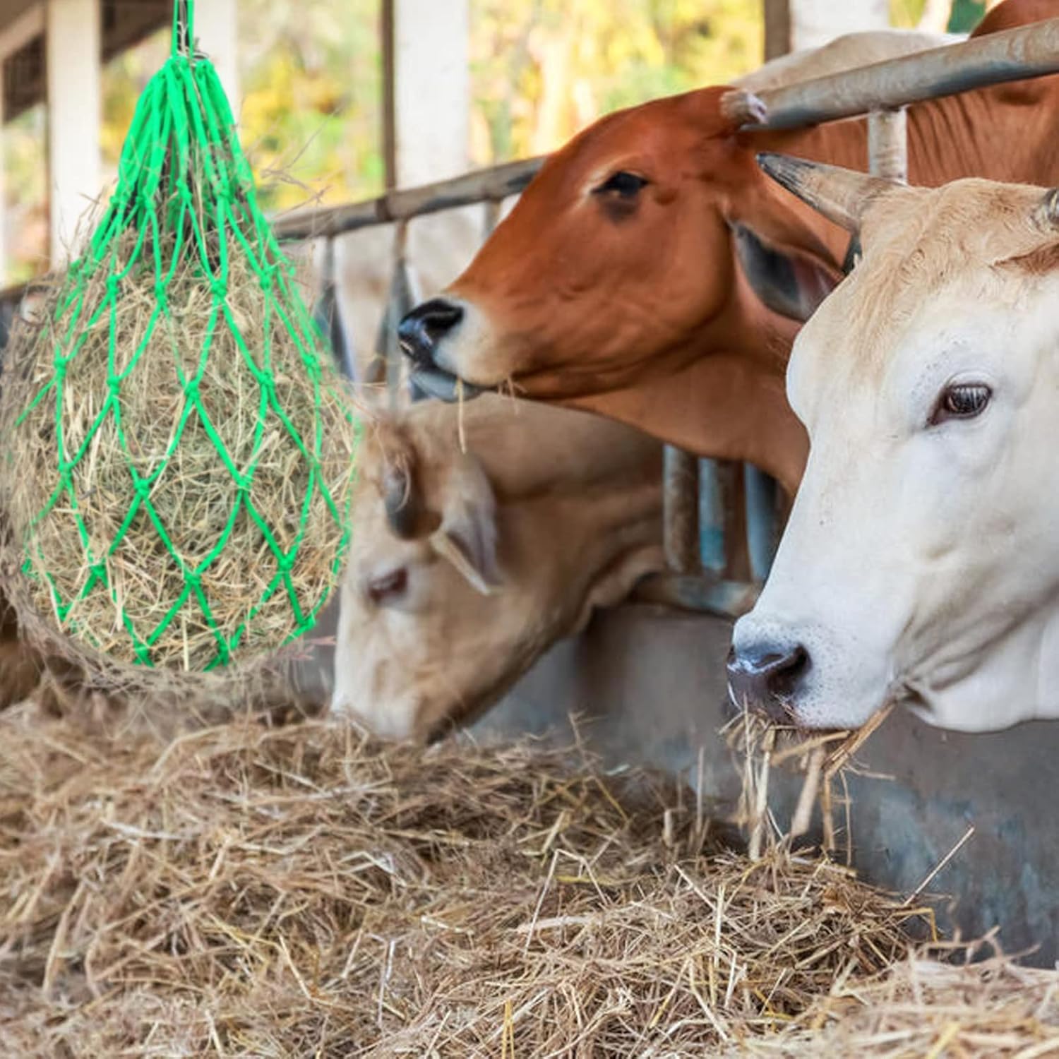 Horse Hay Net Treat Hay Feeder, Large Hanging Feeding Slow Feed Weaver Bag for Goat Donkey, Horse Stable Stall Paddock Accessory for Rest Relieve Stress, Durable Forage Pocket : Pet Supplies