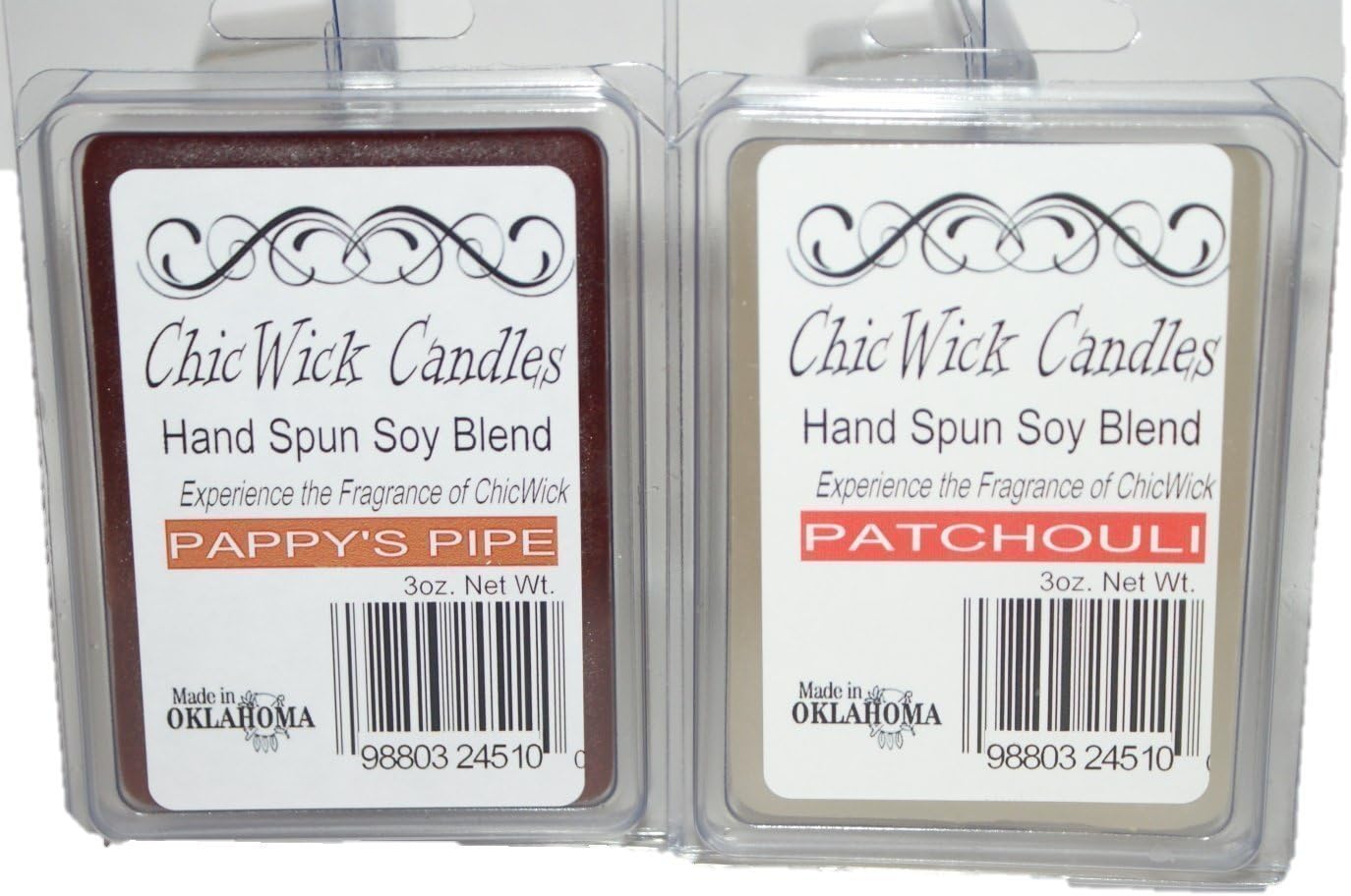 2Pack Pappy's Pipe Tobacco and Patchouli Soy Blend Wax Melts 6oz 12 Wax Cubes Wax Tarts Wax Chunks, 50 Plus Hours of Quality Fragrance