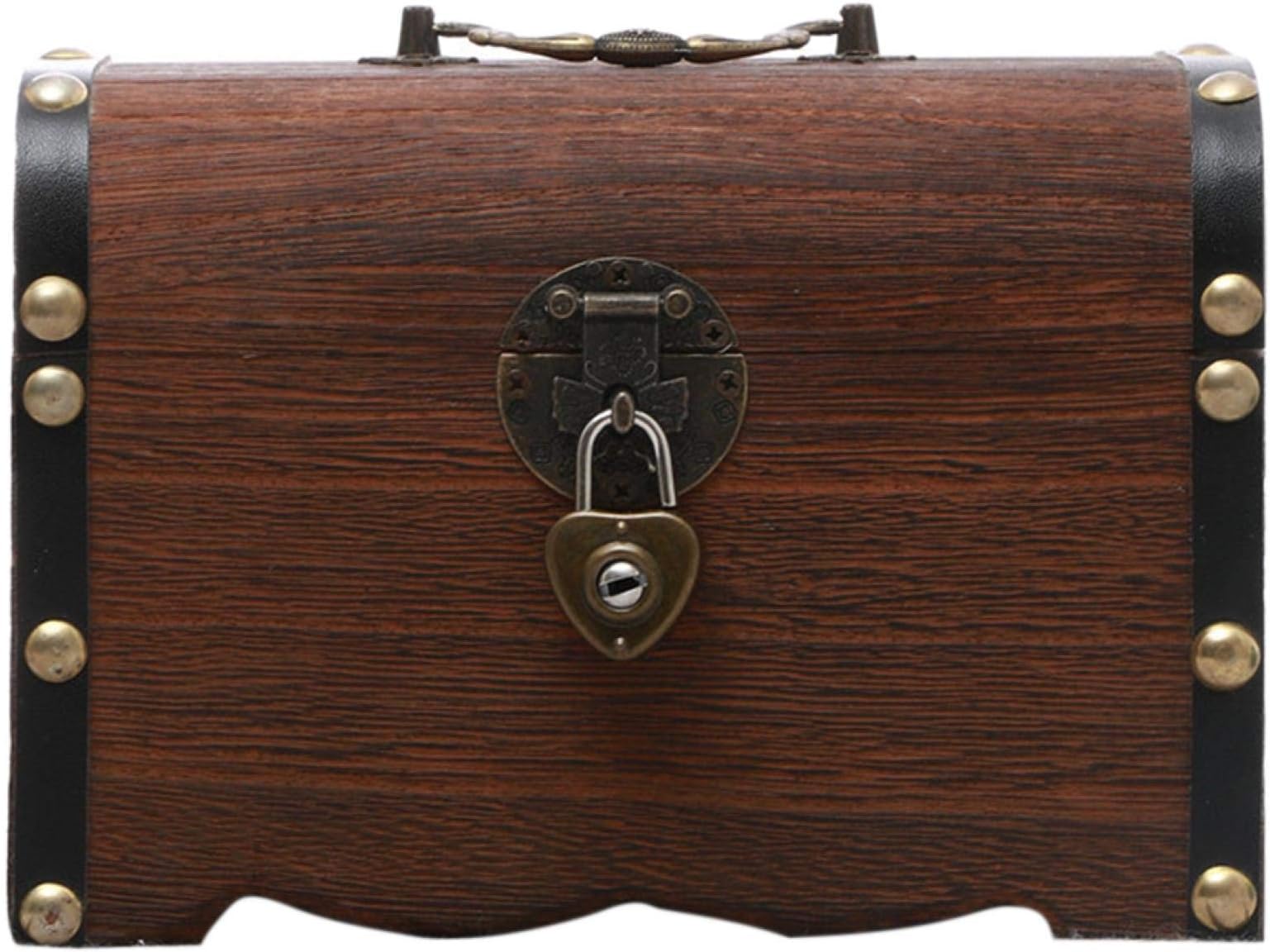 POHOVE Vintage Sparschwein Aus Holz - Schatztruhe Mit Schloss Für Kinder & Sammler