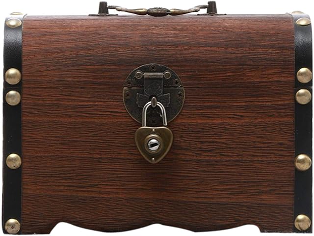 Wooden Piggy Bank, Vintage Treasure Chest with Lock and Keys, Coin Money Storage Case Home Decor, Gifts for Kids & Adults