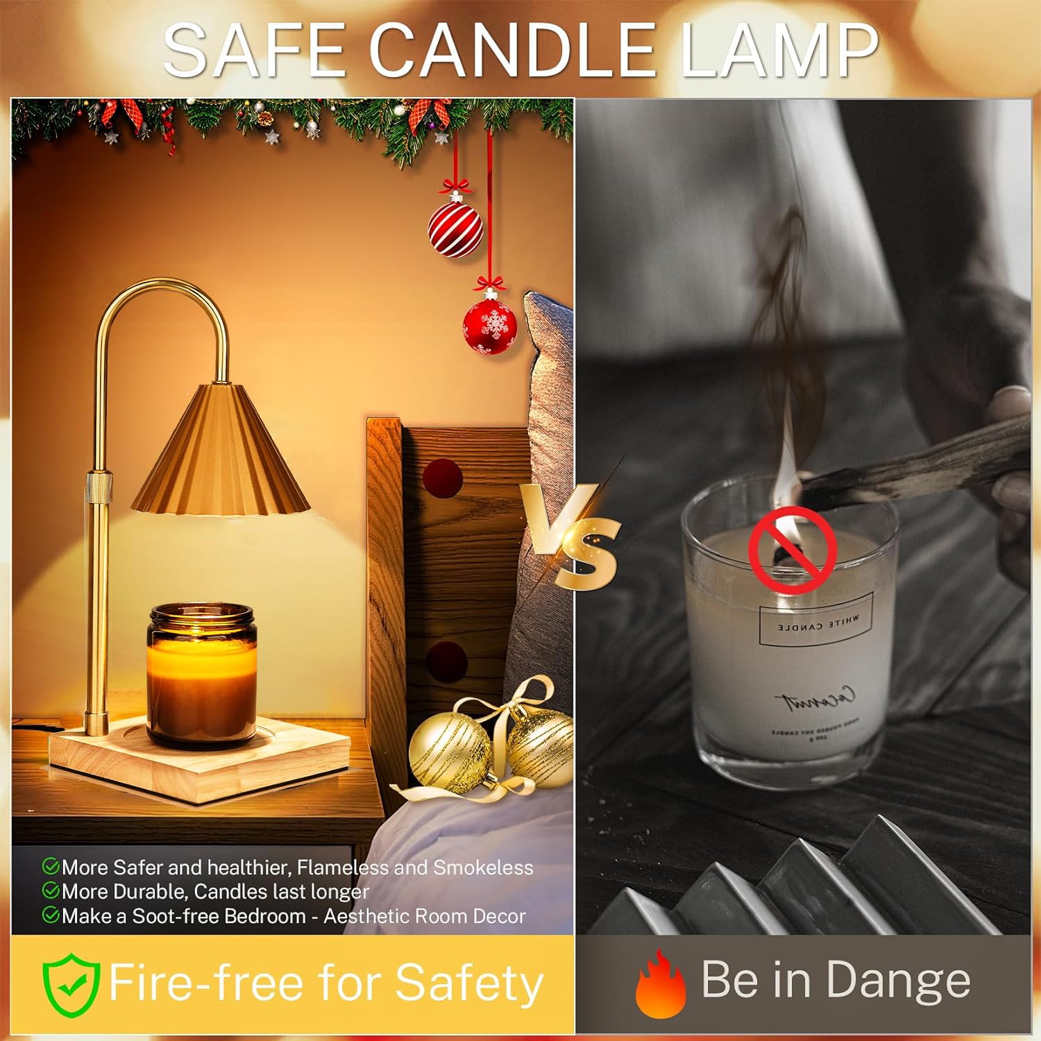 Redefun Scalda-candela, lampada elettrica per candela, regalo per mamma, decorazione per la casa e la camera da letto, dimmerabile, per cera profumata con 2 lampadine