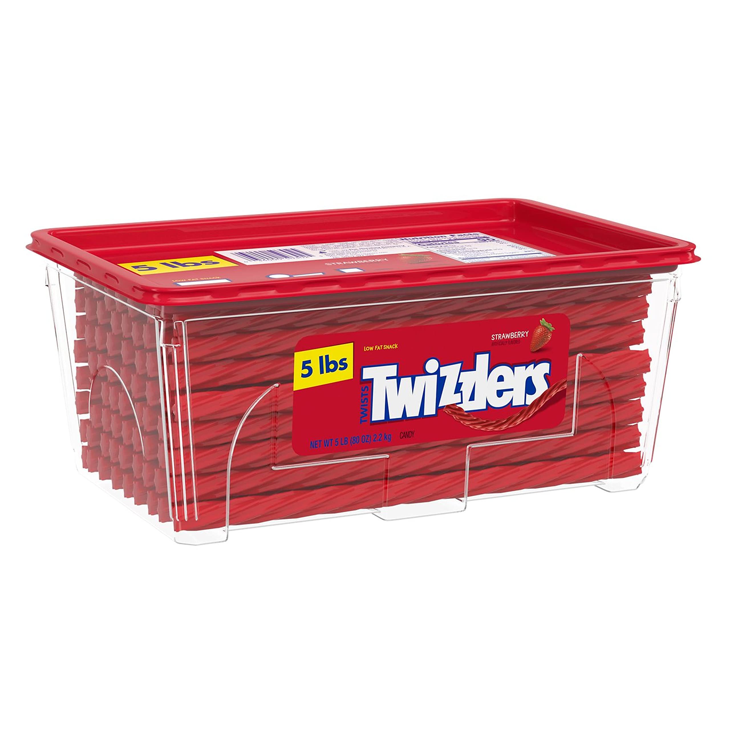 TWIZZLERS Twists Strawberry Flavored Chewy Candy, Low Fat, 5 lb Bulk Container -