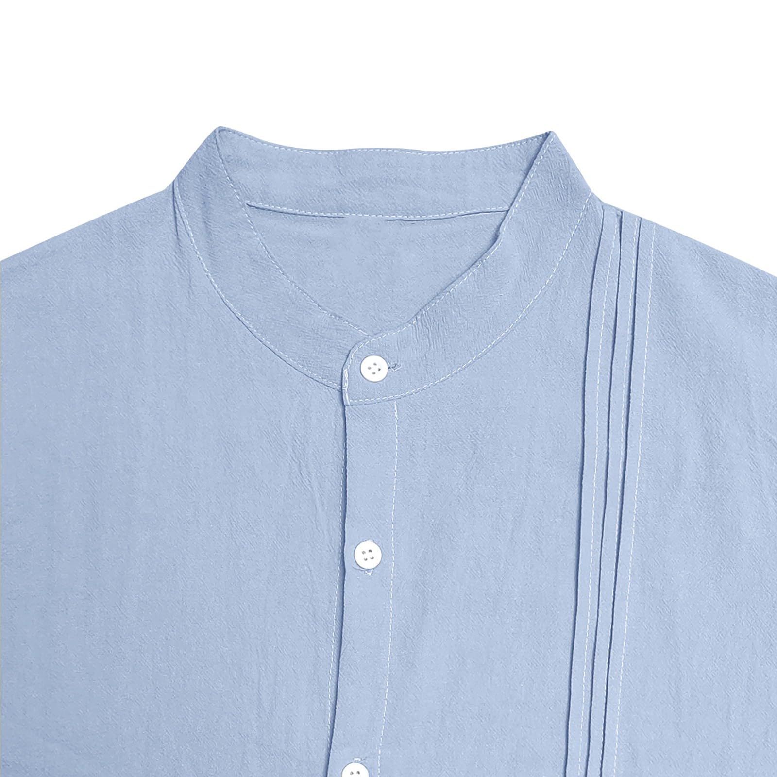 Camicia Uomo in Lino A Bottoni Maniche Lunghe Traspirante, Tessuto Stropicciato, Indumento Casual Leggero per Look Moda Quotidiani