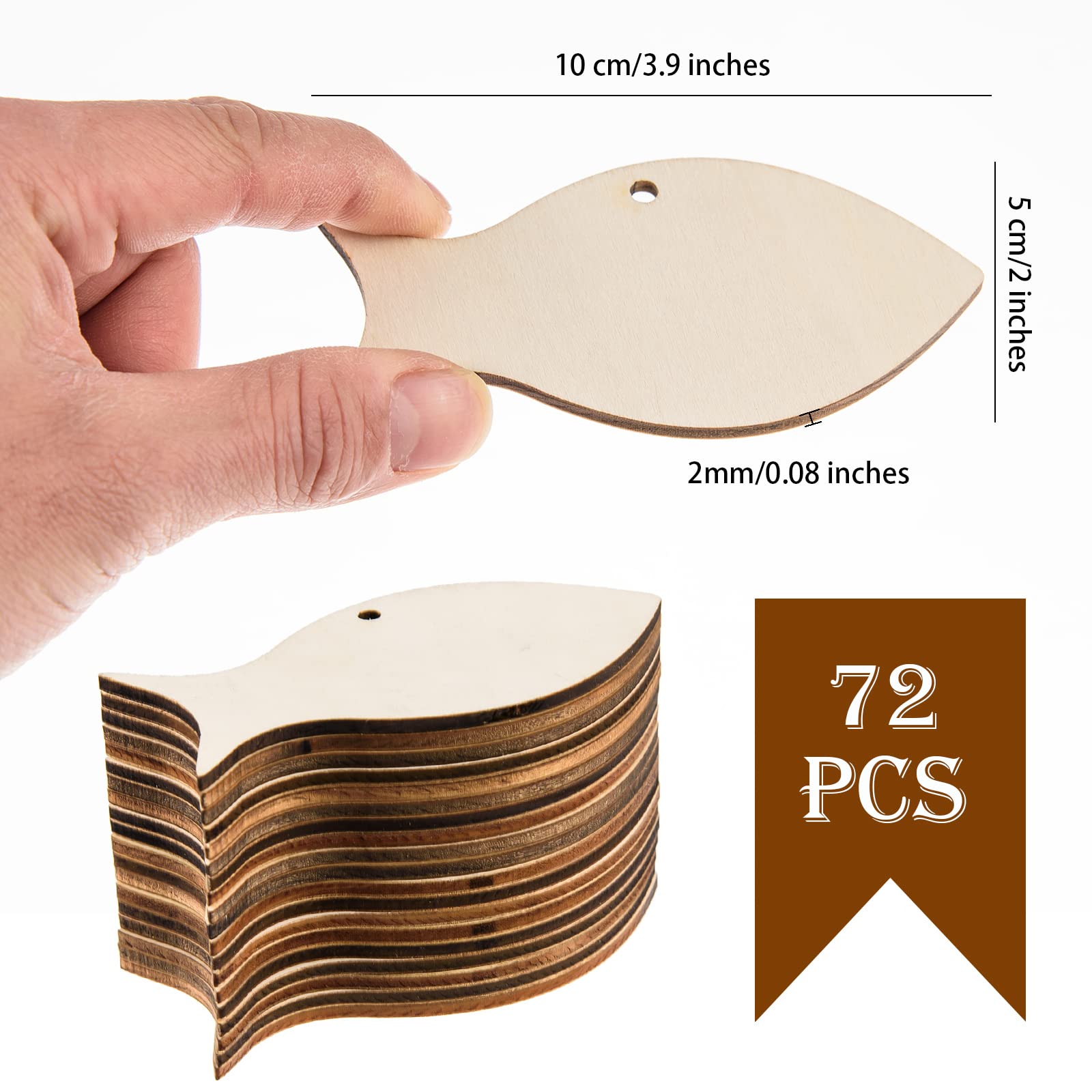 Amazon.co.jp: 72ピース 魚 木製 切り抜き 穴付き 未完成 木製 魚の形