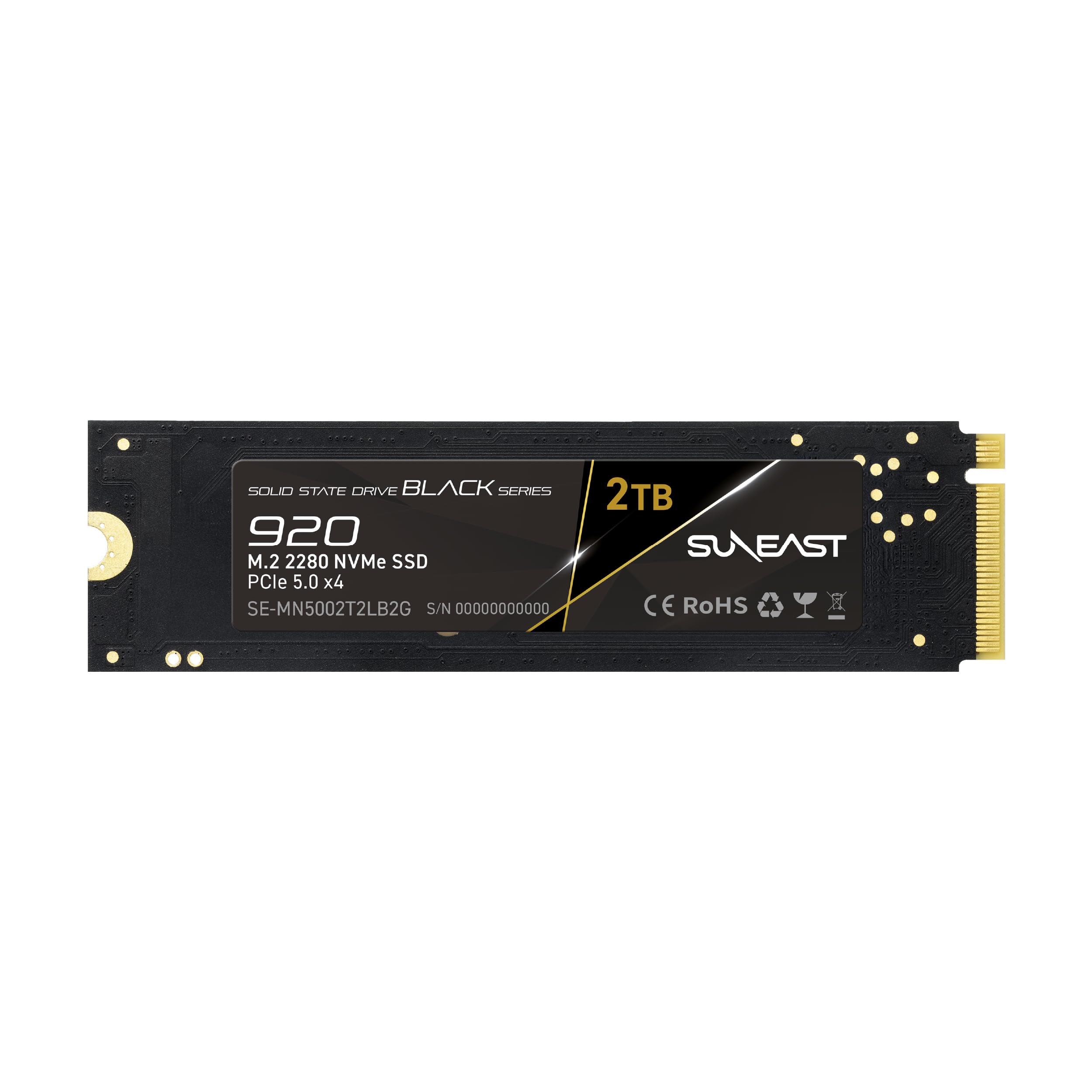 SUNEAST Black Series 2TB SSD Gen5, PCIe 5.0x4 NVMe M.2 2280 - Up to 14,800 MB/s Read