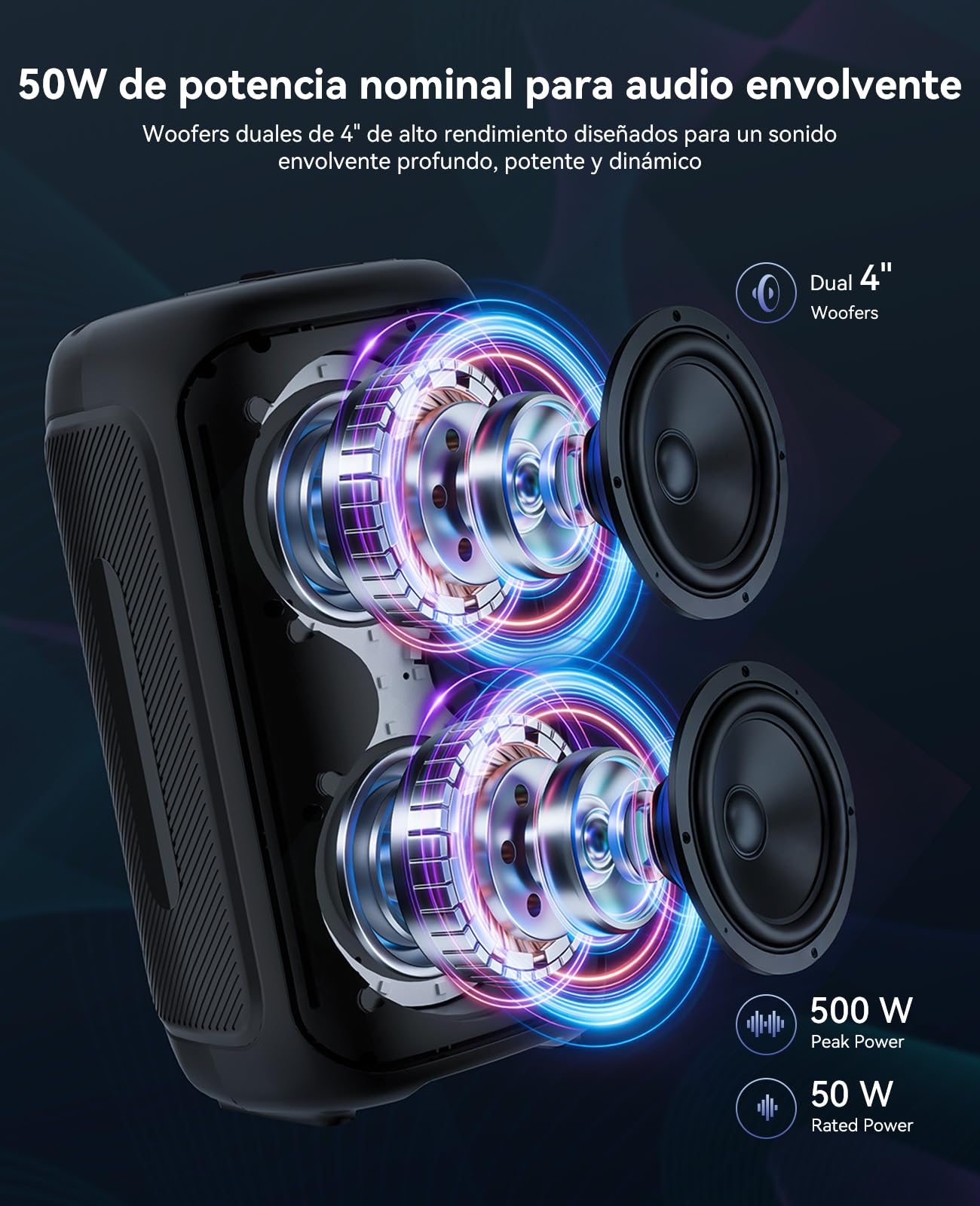 GKD40 Máquina de Karaoke Portátil para Adultos. Altavoz Bluetooth con Sistema PA, 2 Micros Inalámbricos Recargables y Luces LED. Woofer 4", Ideal para Casa, Fiestas al Aire Libre y para Cantar
