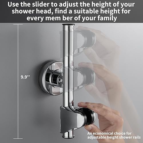 Miniatura 6 de Starensky Soporte para cabezal de ducha de mano con barra deslizante soporte ajustable para cabezal de ducha con ventosa soporte de pared con cromo