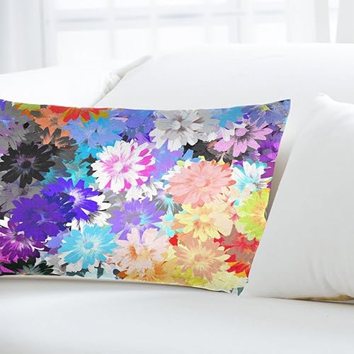 Miniatura 9 de BELSAV Hermosa funda de almohada de flores de 20 x 30 pulgadas, diseño estampado de Halloween, funda de almohada decorativa para interiores y