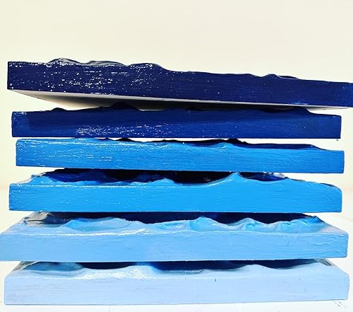 Vista 6 de Blue Berry Sorbet Smash 3D Glossy Plaster Relief Wall Sculpture Tiles Acrylic, MDF Wood, Mixed Media, Abstract, Modern Design, Mix and Match