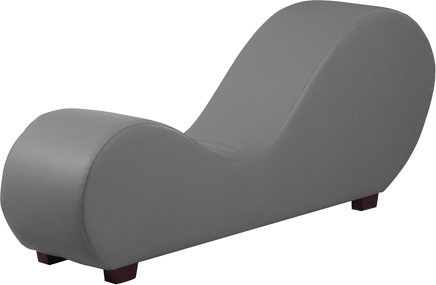 Divano Roma Furniture Modern Bonded Leather Chaise Lounge Yoga Chair for Stretching and Relaxation (Grey)