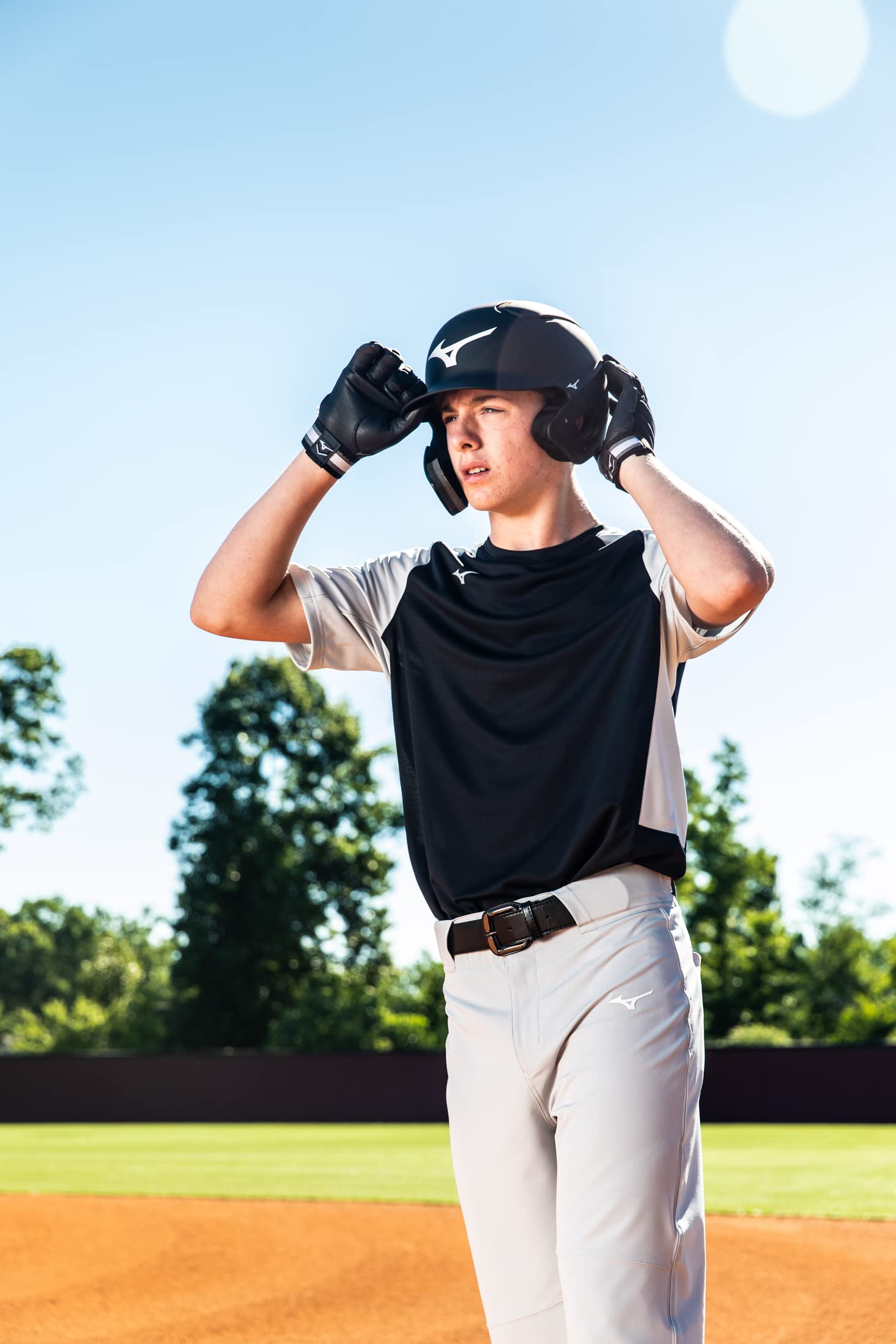 Mizuno Casco de bateo de béisbol juvenil B6, rojo, talla única juvenil