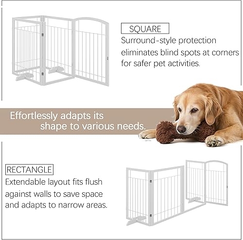 Miniatura 5 de Vantas Puerta plegable para mascotas de 96 pulgadas de ancho, 30 pulgadas de alto, puerta de metal para perros sin montaje, puerta de alambre