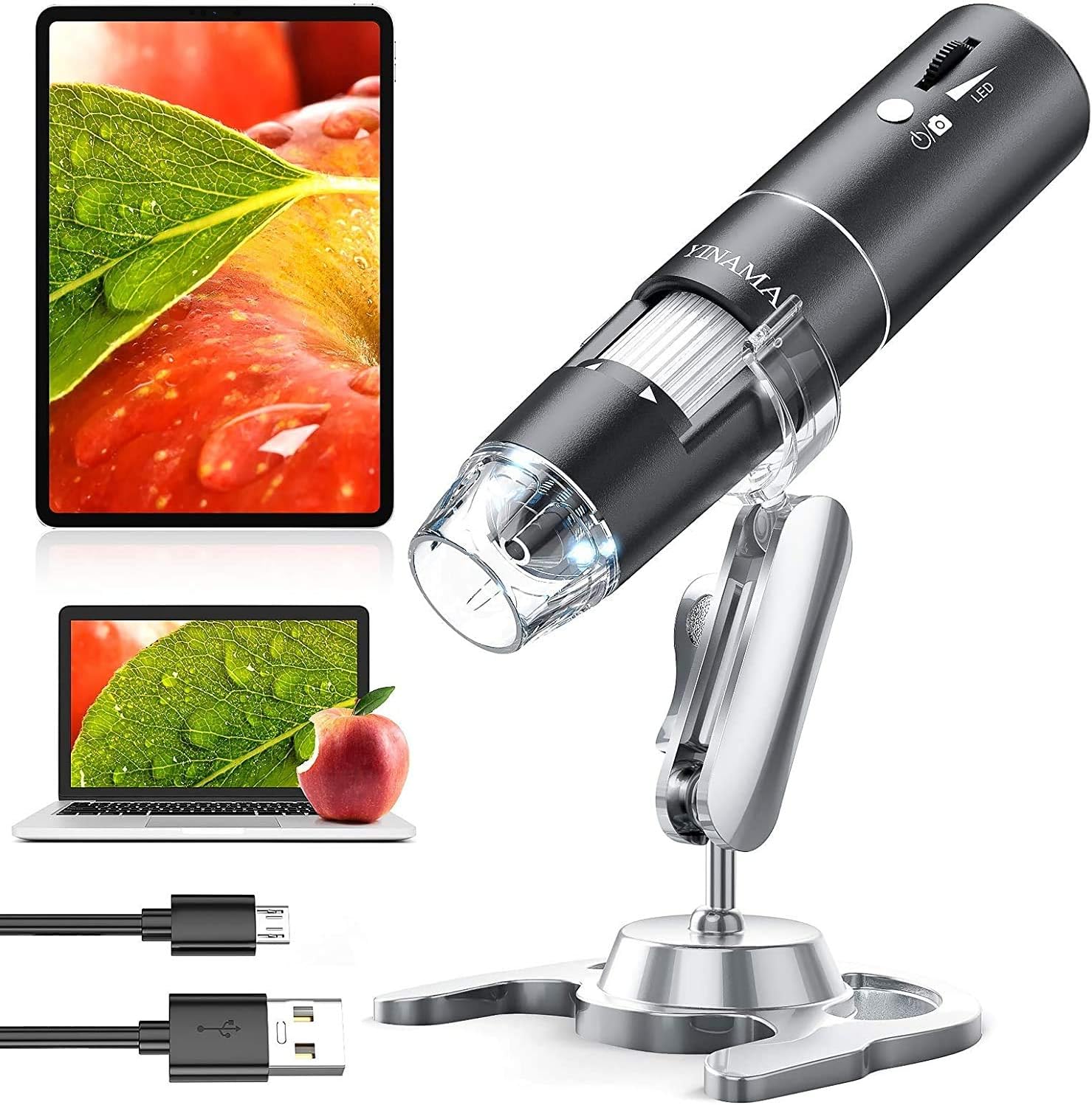 Wireless Digital Microscope,50x to 1000x Magnification Ultra Clear Mini Portable Handheld Microscope Endoscope with 1080P HD 2.0MP 8 LED,Compatible with iPhone/iPad/Android Phone ,Windows/Mac Computer