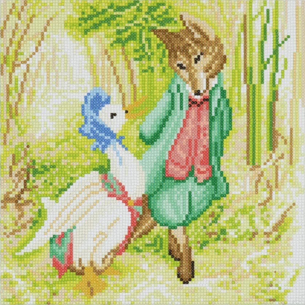 Crystal Art Medium Framed Kit (11.8in x 11.8in) - Jemima Puddle Duck - Diamond Painting Kit for Ages 8 and Up