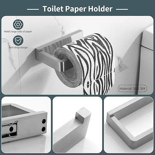 Miniatura 5 de YACVCL Juego de 4 piezas de accesorios de baño de níquel cepillado, juego de toalleros de baño de acero inoxidable de primera calidad, toalleros