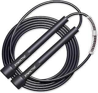 Amazon Brand - Symactive Polyvinyl Chloride (PVC) Skipping Jumping Rope for Men and Women, with Adjustable Height Speed for Exercise & Fitness, Multicolor