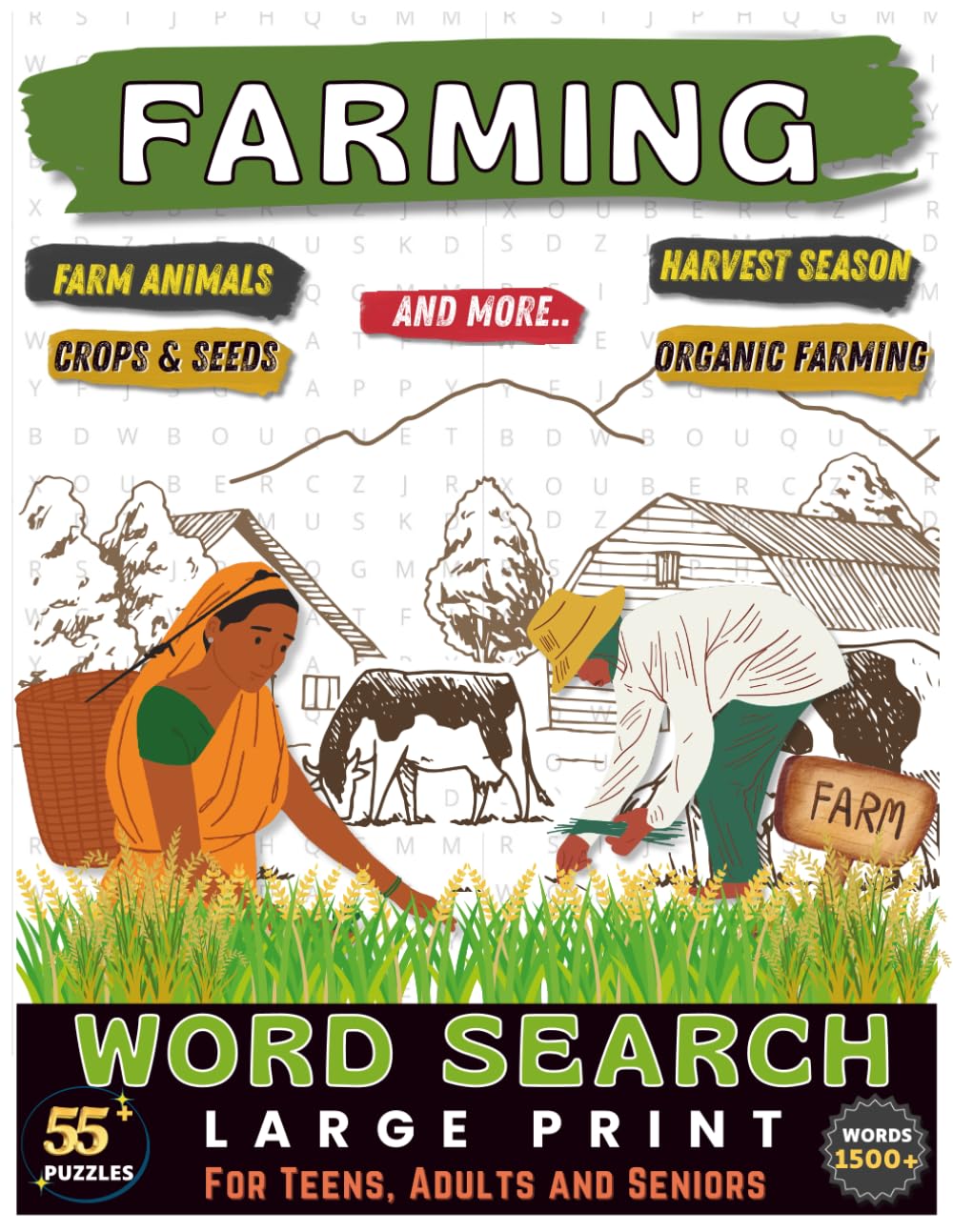 Farming Word Search Puzzle Book: 55+ Agriculture and Farm Life Word Search Puzzles with 1500+ Words for Adults, Teens, and Seniors