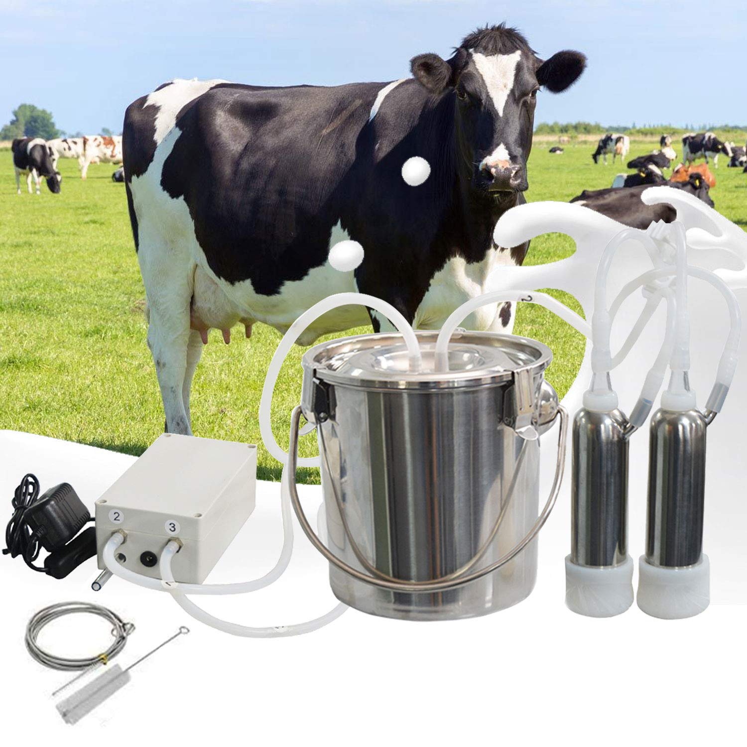 Manuelle Ziegenmelkmaschine Doppelkopf - 2L Edelstahlfass Für Kleine Farmen