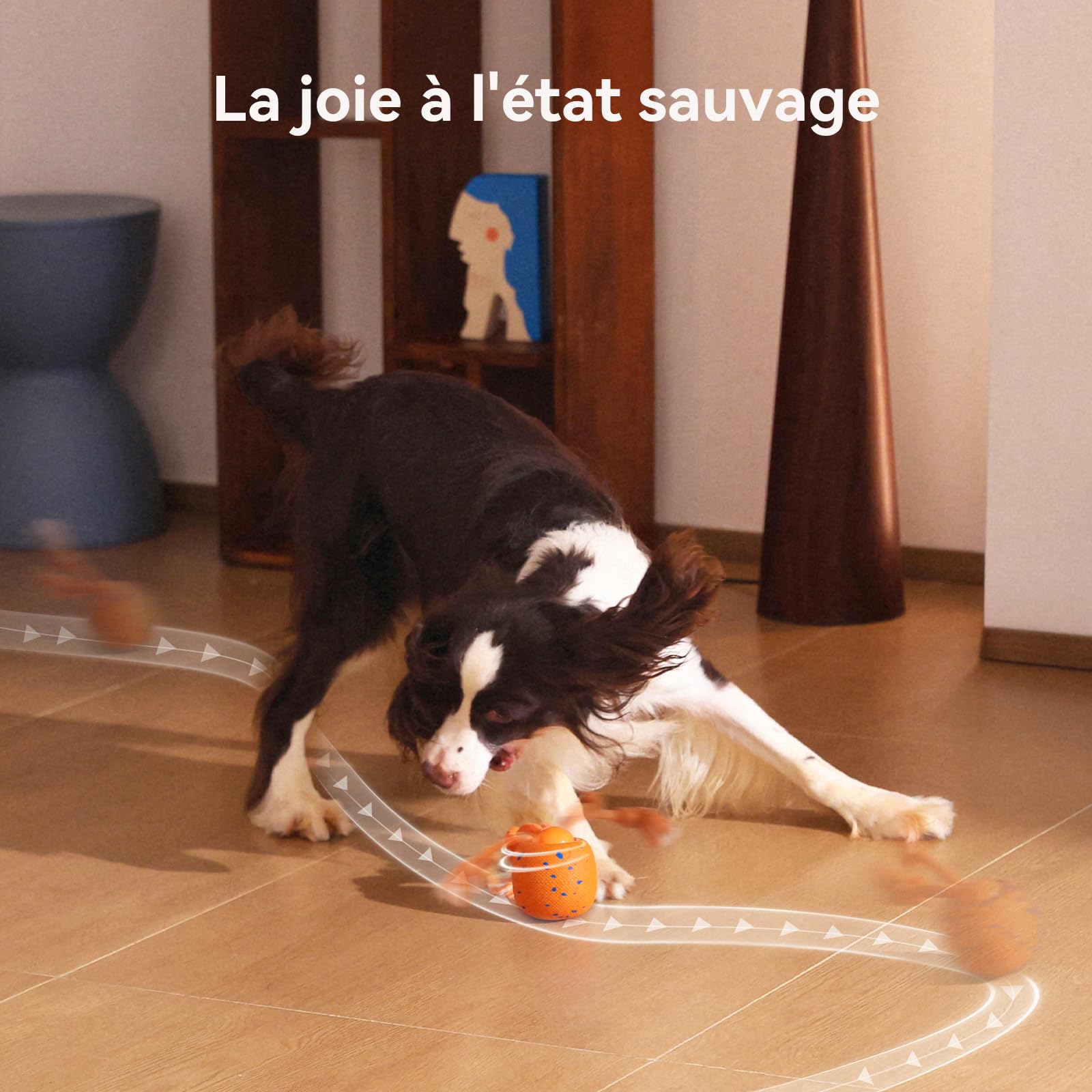 Cheerble Balle Interactive pour Chien - Wicked Ball Rolly avec Queue & Aboiements, Jouet Intelligent pour Chien avec 3 Modes, E-TPU, Rechargeable USB-C, pour Chiens de Taille Moyenne à Grande, Orange
