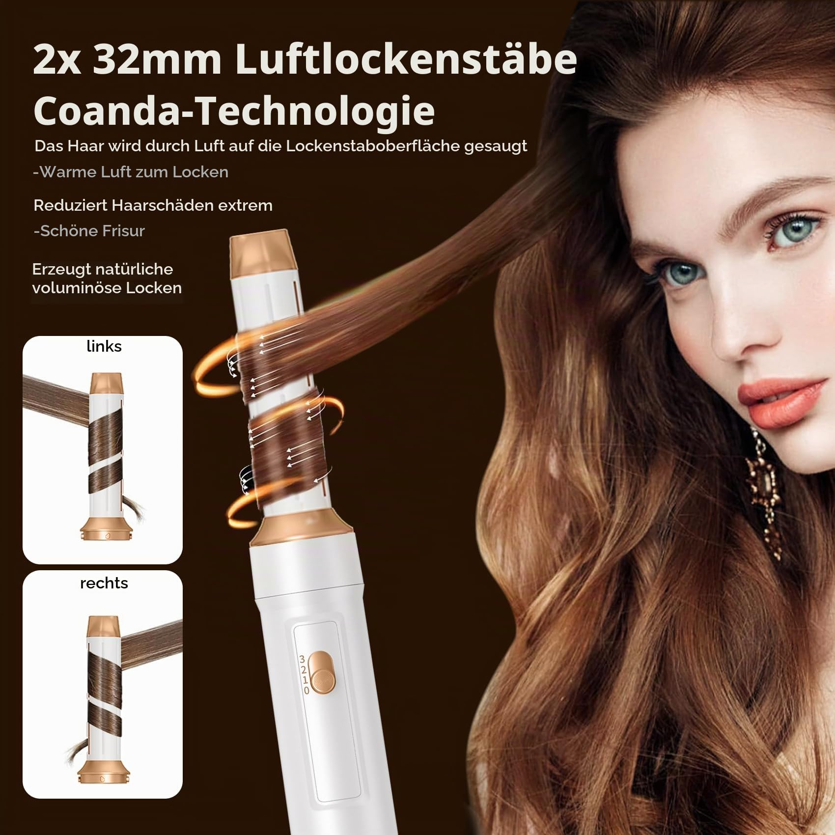 Neue Airstyler 5 in 1, Pro Hairstyler Air styler Set, Ionen Haarstyler Föhnbürste mit 1000W Haartrockner & Styler für Locken, Volumen und Glätte | Rundbürstenföhn, Geben Sie dem Haar Volumen
