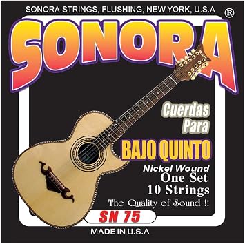 Sonora Strings - Bajo Quinto SN75 Nickel Wound Strings Cuerdas para Bajo Quinto