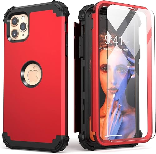 Vista 15 de IDweel Funda para iPhone 11 Pro Max con protector de pantalla de vidrio templado, híbrido 3 en 1, a prueba de golpes, ajuste delgado, protección Oro