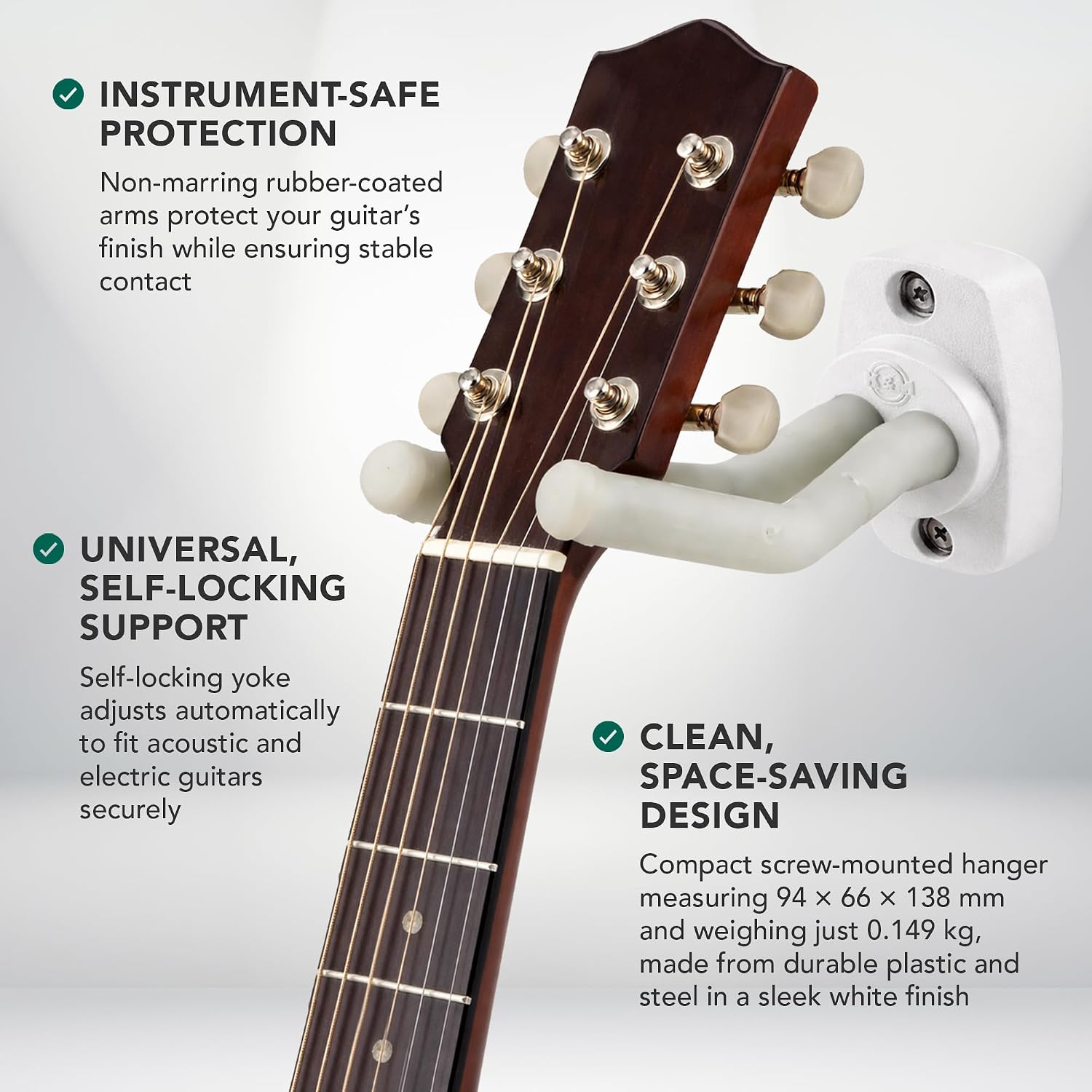 K&M Stands 16280.014.00 Guitar wall mount - white with translucent support elements