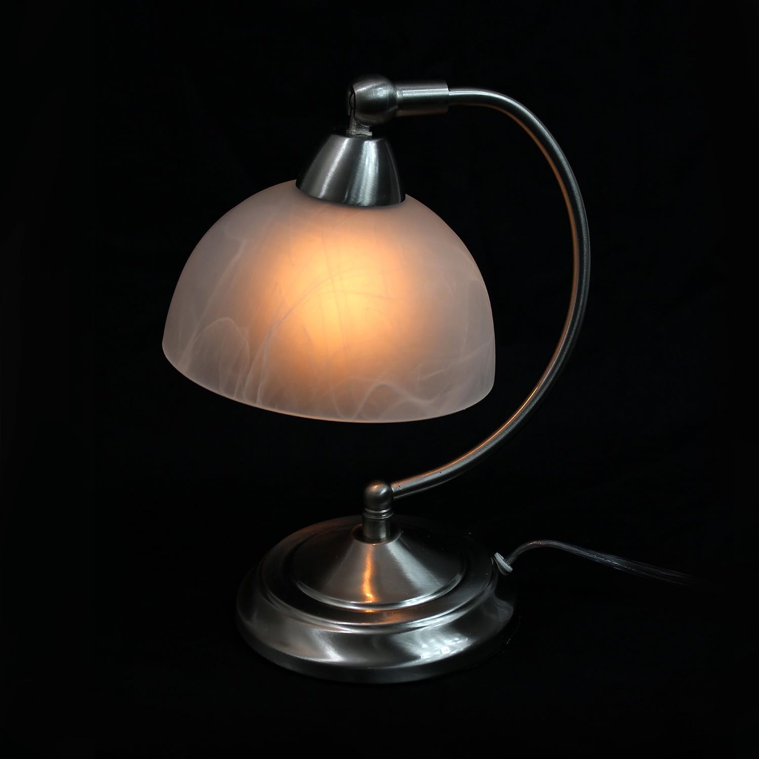 Super Deal Product Elegant Designs LT2029-BSN Mini Modern Banker's Desk Touch Control Base Table Lamp, Brushed Nickel