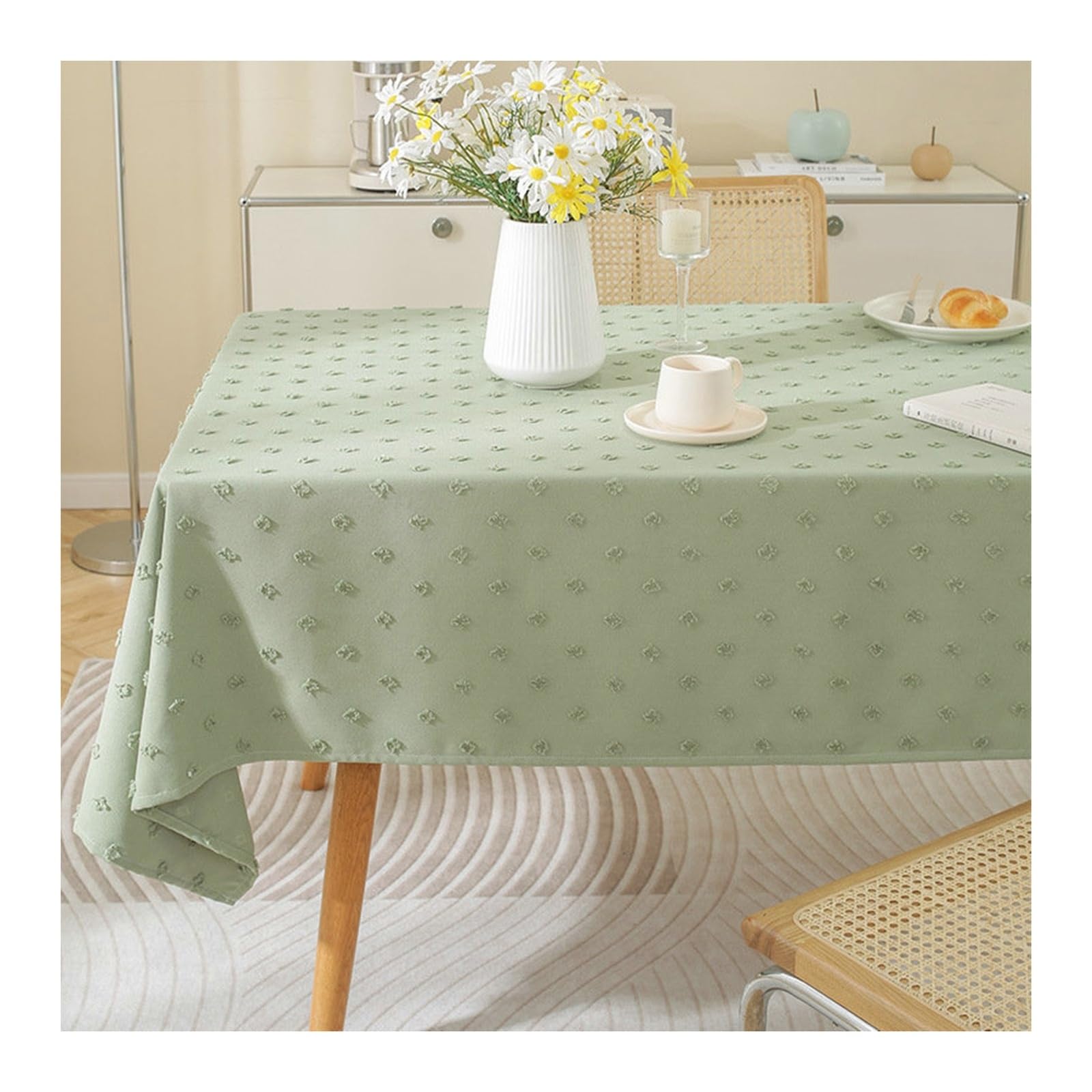 Nappe de table 110x110cm verte lavable pour protéger des taches