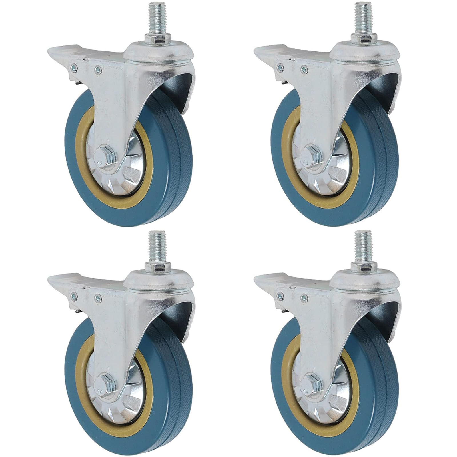 Anhoer Castor Wheels Set 4-50mm Heavy Duty Swivel Castor Wheels Trolley Silent Casters with Brakes & Screws Max Load Capacity up to 200kg for Furniture