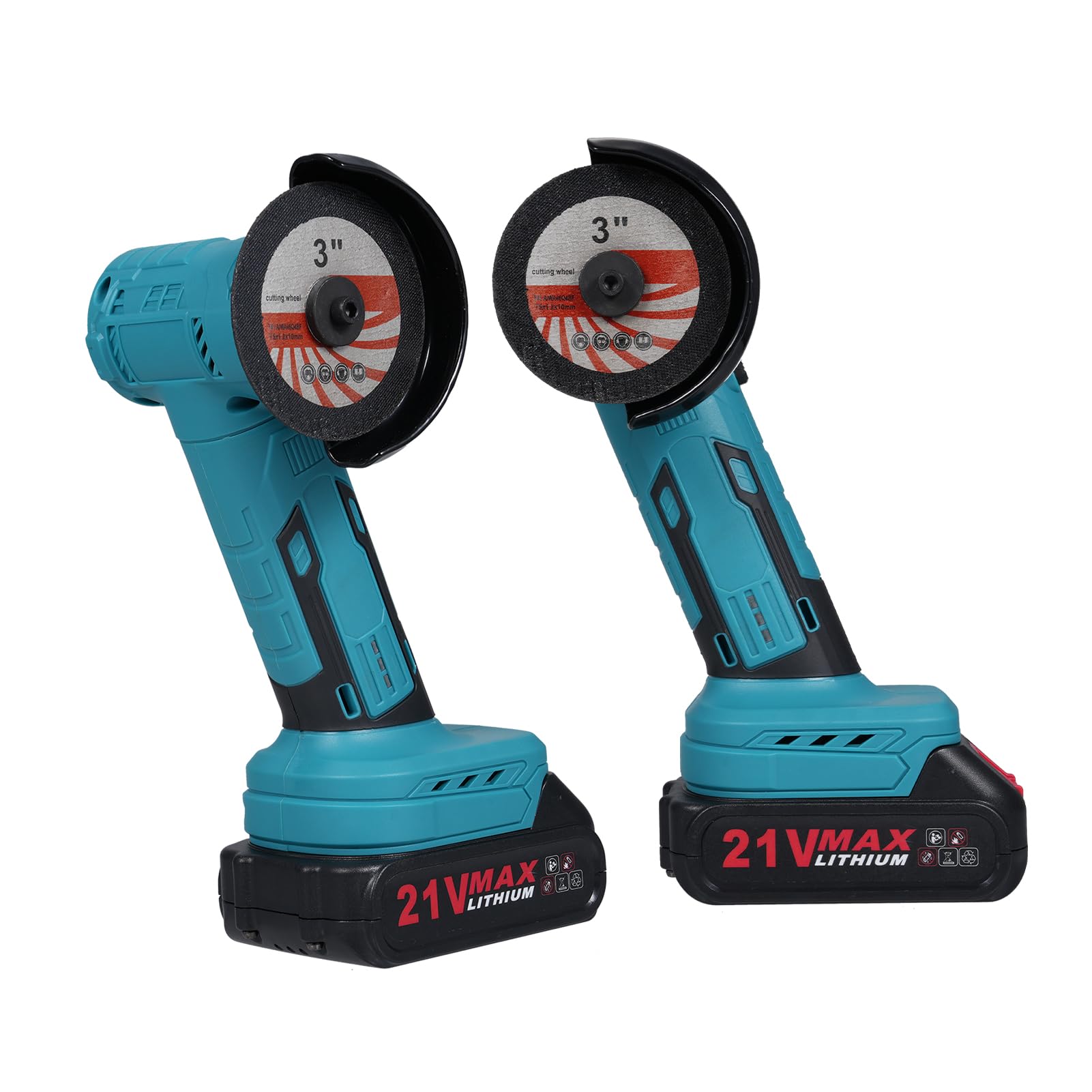 Set di smerigliatrice angolare a batteria da 21 V con motore elettrico brushless a 19.000 giri/min, potenti strumenti per smerigliatrici angolari con 2 caricabatterie da 1300 mAh per taglio