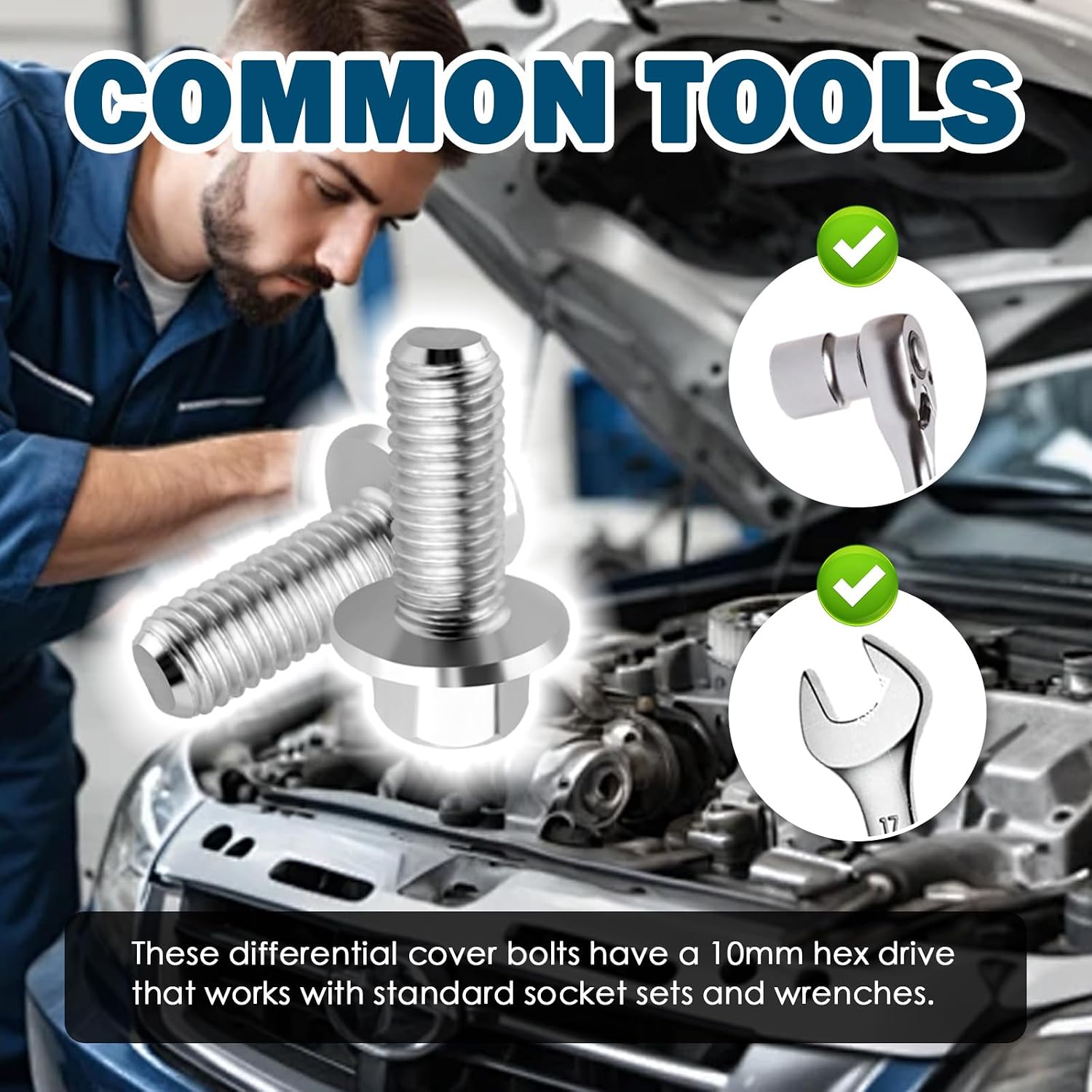 14PCS Rear Differential Cover Bolt,M8-1.25x20mm Bolts for Differential Cover Sealing Differentials Gears,Durable Rear Diff Bolts Hex Head Flange Screw Set Car Accessories