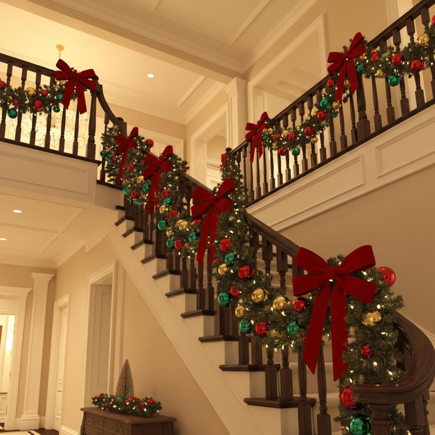 Soulchen 12 Pcs 20 Inches Christmas Garland Ties with Large Velvet Bows Reusable Holiday Wreath Twist Tie Bows for Banister Christmas Tree Indoor Outdoor Party Decorations(Wine Red)