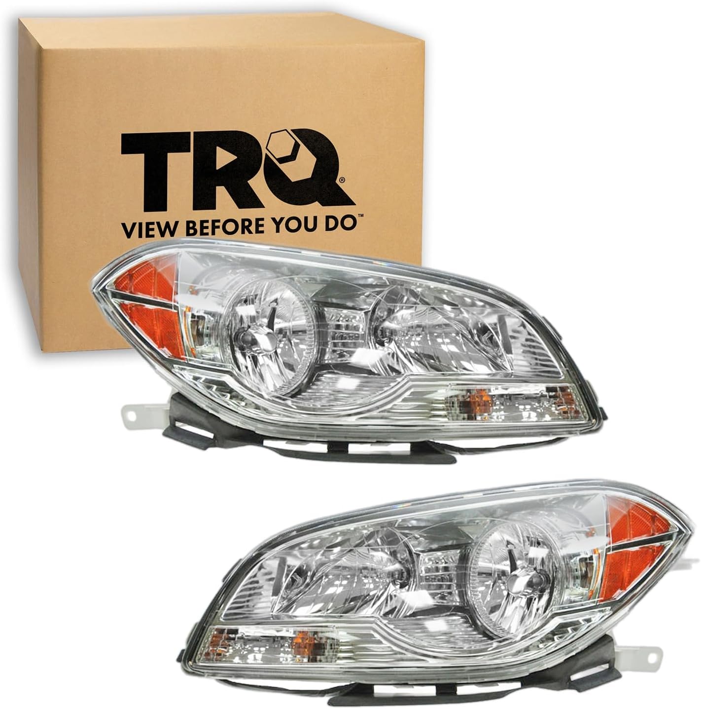 TRQ Headlight Assembly Set for 2008–2012 Chevrolet Malibu