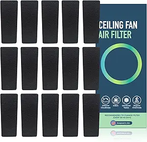 Ceiling Fan Air Filter - Activated Charcoal Ceiling Fan Filters for Pets - Ceiling Fan Blades Shape Design - Easily Sticks on Ceiling Fan Blade Top (15Pack)