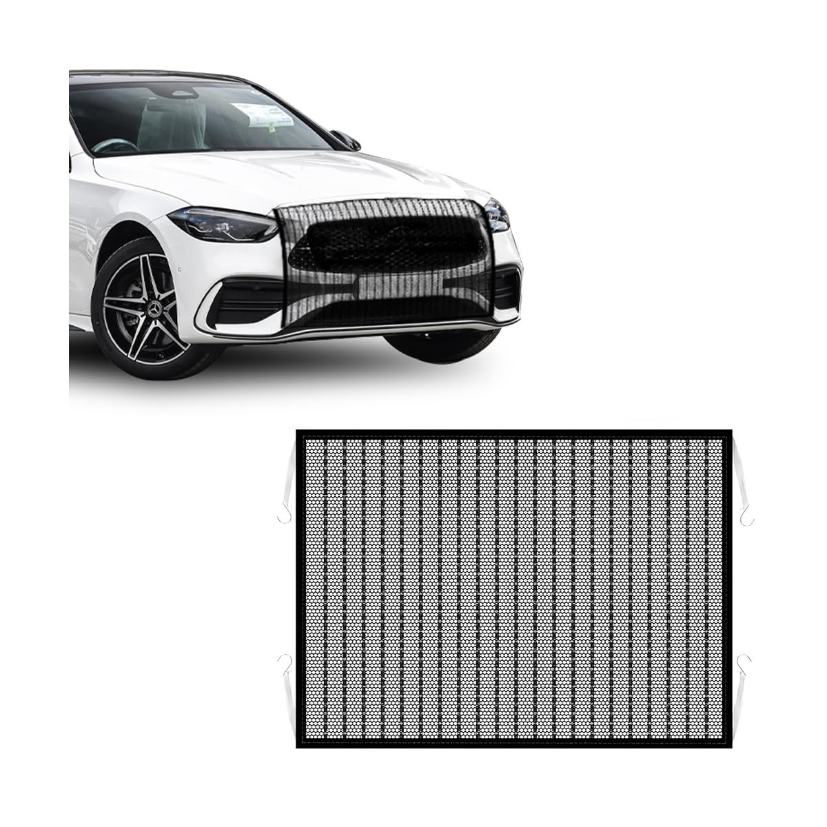 Red de protección para rejilla de coche Norkmdi, 39 x 4 x 31 x 5, resistente al polvo, de alta densidad, con entrada de aire y 4 ganchos, accesorios exteriores universales para sedán, camión y SUV.