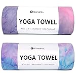 Eunzel 2 Pack Hot Yoga Towel Non Slip Yoga Mat Towel Non-Slip Sweat Absorbent Microfiber Towel for Hot Yoga, Pilates and Workout 72 x 26.5, Purple & Blue/Purple & Green