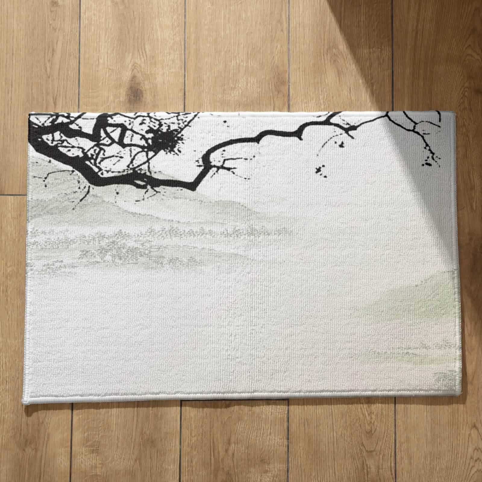 Tapis de bain long et antidérapant pour entrée originale style paysage d'encre