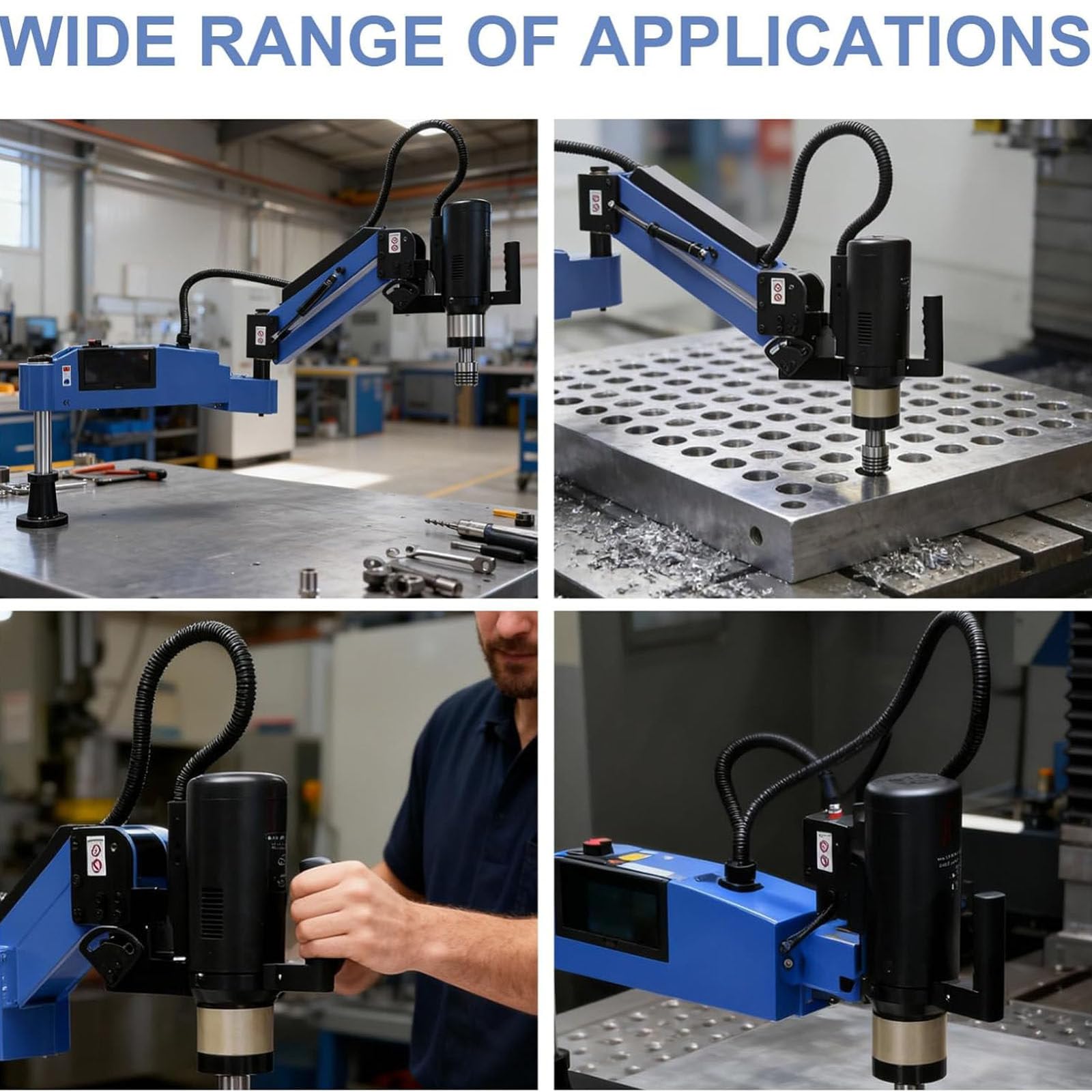 Roscadora eléctrica multidireccional de 360°, 1000 W de Alta Potencia, Capacidad M3-M16, 8 Pinzas Incluidas, Control CNC con Pantalla táctil para Acero/Aluminio.