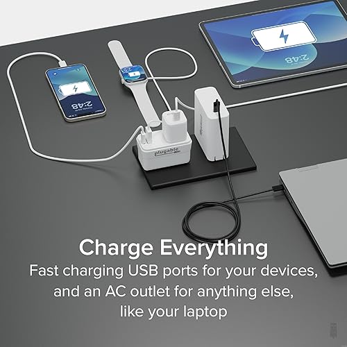 Miniatura 3 de Plugable Bloque de cargador USB-C de 32 W - Extensor de salida portátil con USB-C y USB-A - Cargador de pared rápido para iPhone 15/16, viajes,