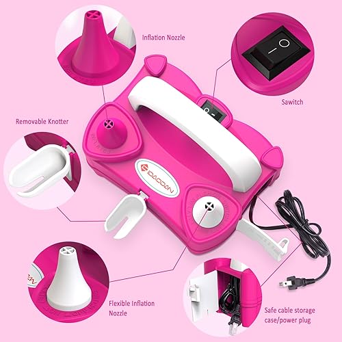 Miniatura 2 de IDAODAN Bomba eléctrica de globo de aire portátil de doble boquilla de 110 V 600 W, inflador eléctrico de globos para decoración de fiestas de niños