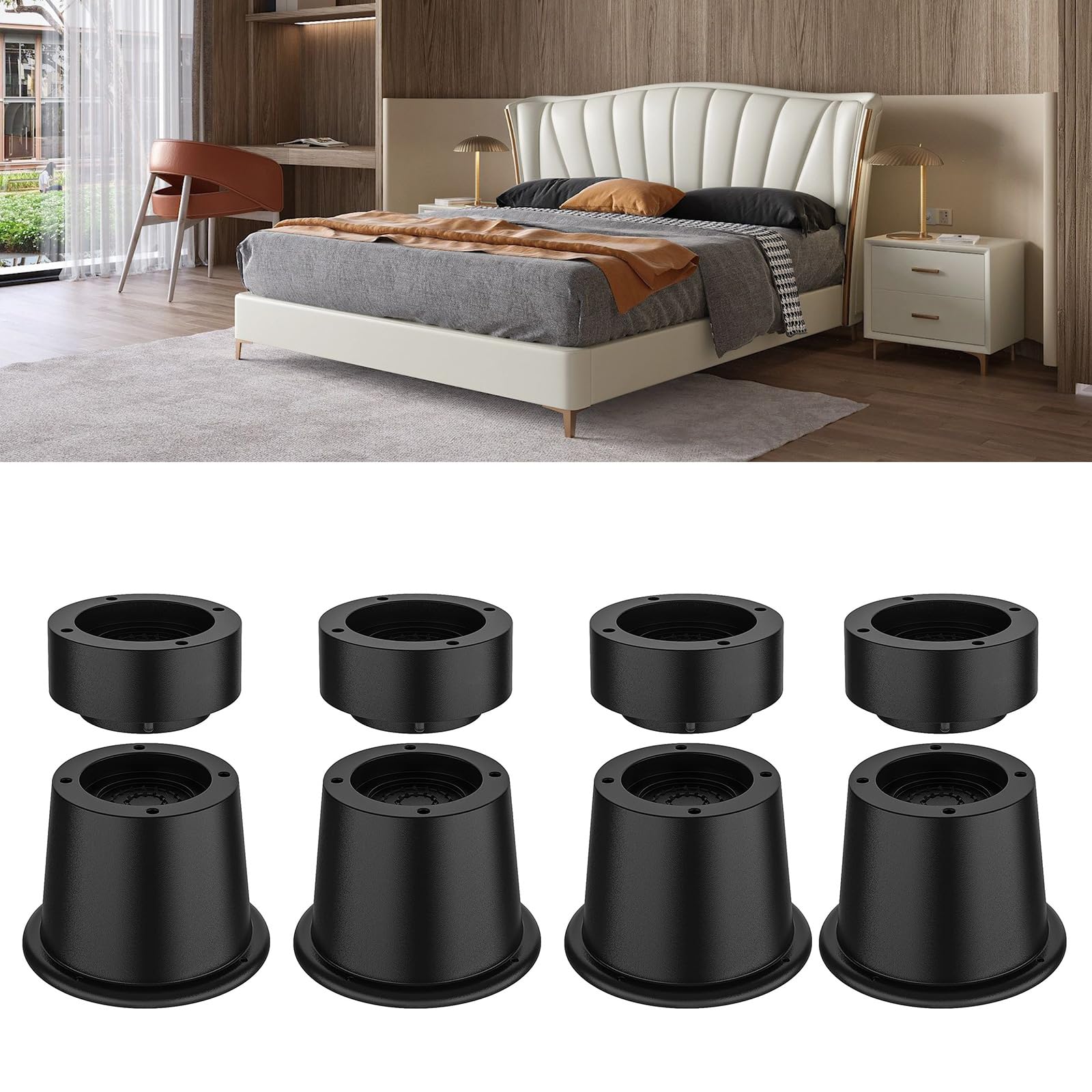 Elevadores de cama de goma resistentes de 2 pulgadas con base estable, elevadores portátiles para muebles, juego de 9 para sofá, mesa, escritorio, almacenamiento, cama, elevadores de muebles
