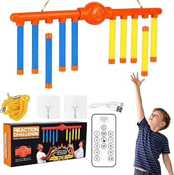 Reflex Drop Sticks Game - 3 Speeds Solo/Dual Play, Reaction Toy for Family