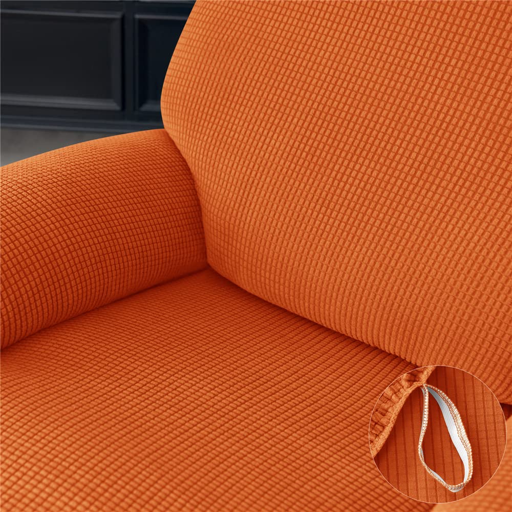 Highdi Copripoltrona Relax Reclinabile 4 Pezzi Elasticizzato Con Tasche - Antiscivolo, Lavabile, Arancione - 4