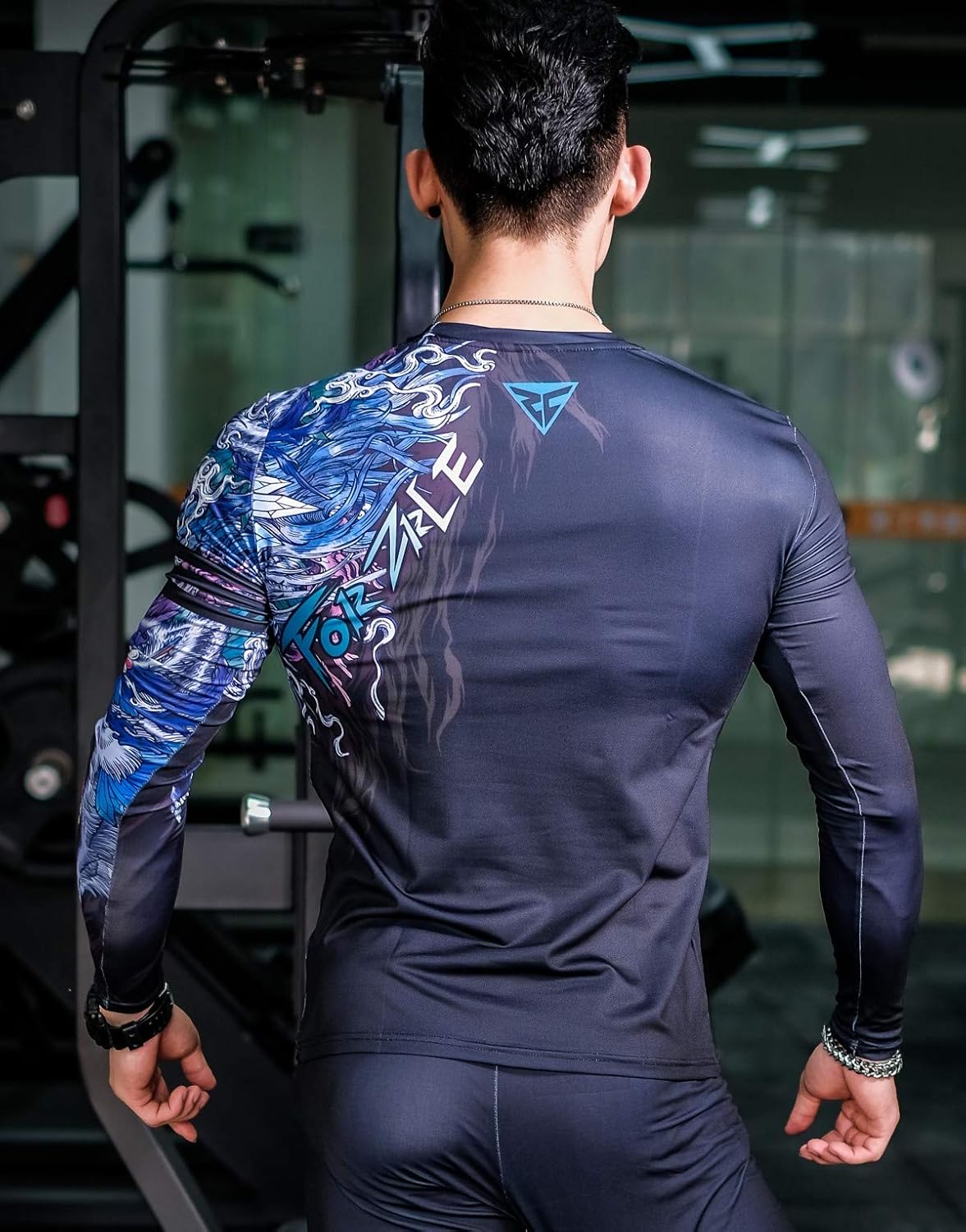 Red Plume Men’s 3D Printed Compression Long Sleeve T Shirts Top Tees