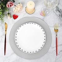 Vista 6 de 50 Pieces Silver Glitter Paper Place Mats Sparkle 14'' Round Disposable Table Mats Silver Sequin Doilies Decorative Placemats for Wedding Banquet